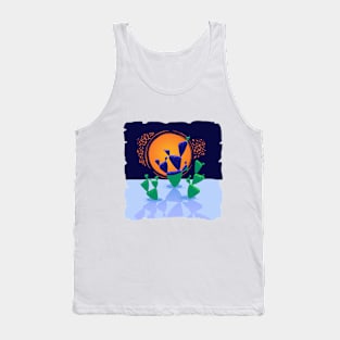 Space landscape with cactus Tank Top